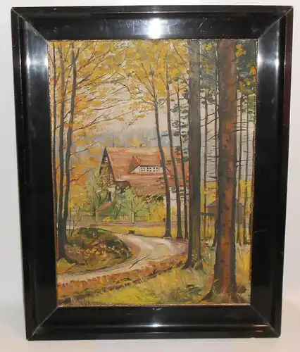 Original Ölgemälde Georg Hesse 1936 Waldwärterhaus am Unger / Anger Stempel 