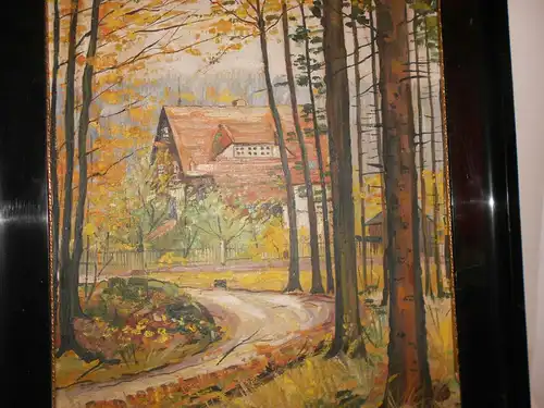Original Ölgemälde Georg Hesse 1936 Waldwärterhaus am Unger / Anger Stempel 