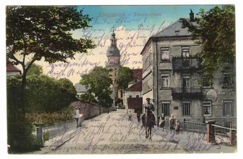 Kolorierte Ak Königsbrück Dresdnerstrasse um 1910 !