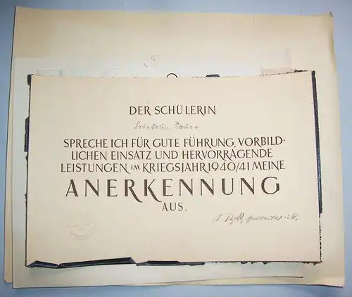 Anerkennung hervorragende Leistung 1940 Dresden Scherenschnitt Handzeichnung !