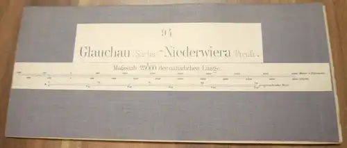 Landkarte Leinen Glauchau (Sächs.) Niederwiera (Preuß.) 1:25000 um 1890 Leinenla