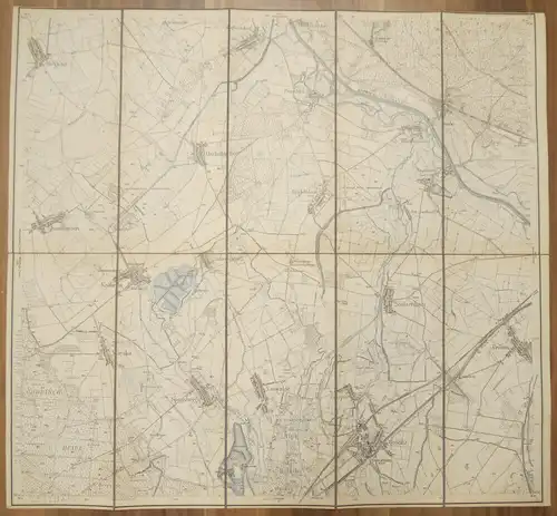 Leinen Landkarte Gröditz (Sächs.) Kröbeln (Preuß.) 1:25000 um 1890 Leinenlandkar