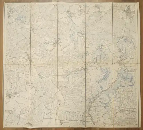 Leinen Landkarte Feldkaiser (Sächs.) Niesky (Preuß.) Leinenlandkarte um 1890