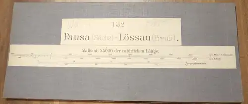 Leinenlandkarte Pausa (Sächs.) Lössau (Preuß.) 1:25000 um 1890 Landkarte Leinen