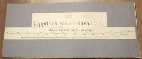 Leinen Landkarte Lippitsch (Sächs.) Lohsa (Preuß.) 1:25000 Leinenlandkarte um 18