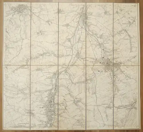 Leinen Landkarte Meerane (Sächs.) Gößnitz (Preuß.) Leinenlandkarte um 1890