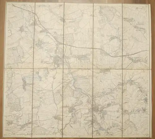 Leinen Landkarte Frohburg (Sächs.) Bocka (Preuß.) 1:25000 um 1890 Leinenlandkart