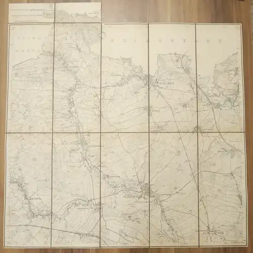 Landkarte Leinen Trattlau (Sächs.) Seidenberg (Preuß.) Leinenlandkarte um 1890 S