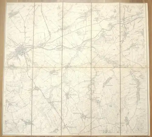 Leinenlandkarte Rückersdorf (Sächs.) Ronneburg (Preuß.) Leinen Landkarte um 1890