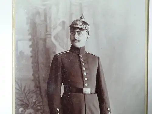 Kabinettfoto Soldat 9 kgl bayerisches IR Wrede Pickelhaube 1905 Würzburg