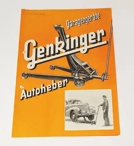 Prospekt Genkinger Garage Geräte Autoheber Hebebühne 1930er kfz Oldtimer