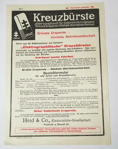 Werbeblatt Kreuzlampe Heid & Co Elektrizitäts Gesellschaft Neustadt Haardt 1932