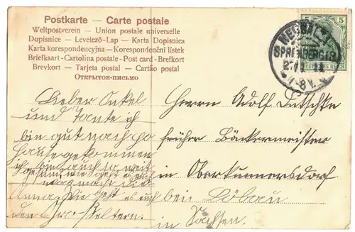 Litho Ak Gruss aus Spremberg Kirche und Schule 1911