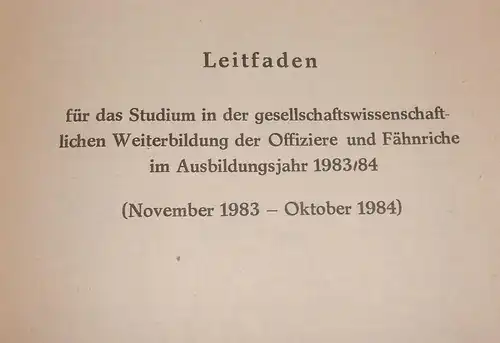 NVA Heft 1983/84 Leitfaden für die gesellschaftliche Weiterbildung (H7