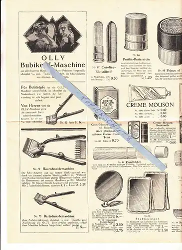 Prospekt Spezialhaus für Rasierbedarf Jarke Berlin Rasiermesser Zubehör 1920  D7