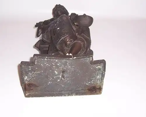 Uralte signierte Zinkguß Figur Mädchen mit Laute vor 1945 