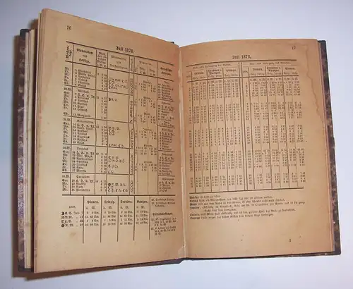 Kalender Markverzeichnis Statistisches Jahrbuch Sachsen 1878 Thüringen !