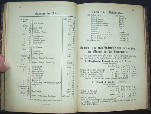 Kalender Markverzeichnis Statistisches Jahrbuch Sachsen 1878 Thüringen !