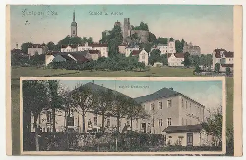 Kolo. Litho Ak Stolpen Schloß & Kirche Schloß - Restaurant 1911 A1831