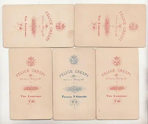 5 x CdV Foto Milano Mailand Italien um 1870 vintage italy photos ! (F1818