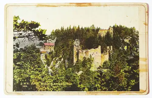 Koloriertes Kabinettfoto Oybin Blick vom Schuppenberge 1890er Zittauer Gebirge O