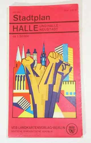 Stadtplan Halle & Halle Neustadt VEB Landkartenverlag Berlin 1976 (H4
