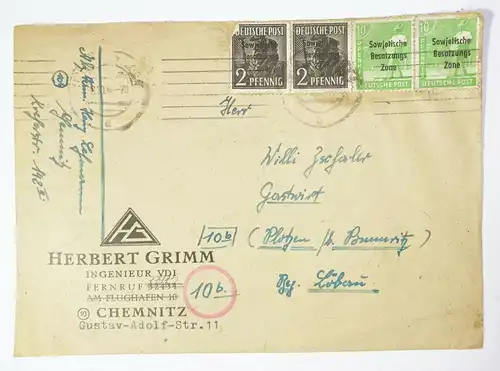 Werbe Brief SBZ Herbert Grimm Chemnitz 