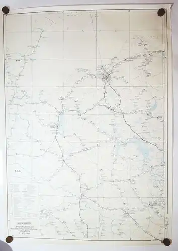 Karte Reichsbahndirektion Schwerin 1986 Schienennetz DDR Dienstgebrauch