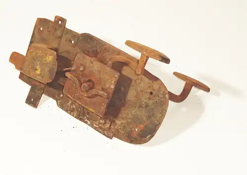 Handgeschmiedetes Eisenschloss Türschloss mit abdrehbarer Türklinke 19 Jhr 