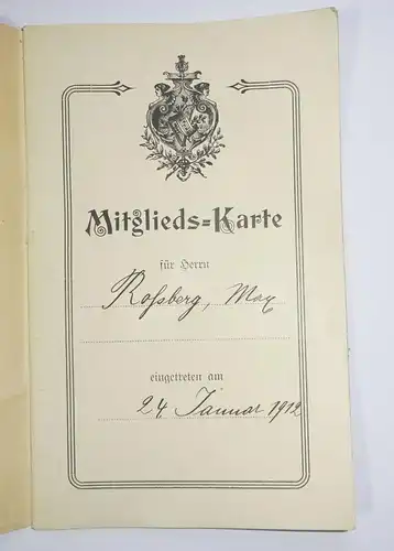 Mitgliedskarte + Statuten Männergesangsverein Amphion Dresden 1912 ! (D