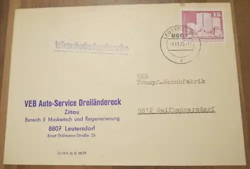 Firmenbrief VEB Autoservice Dreiländereck Zittau DDR 1979