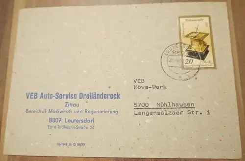 Firmenbrief VEB Auto Service Dreiländereck Zittau DDR 1983