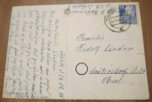 Postkarte Weihnachten DDR 1949 Brief