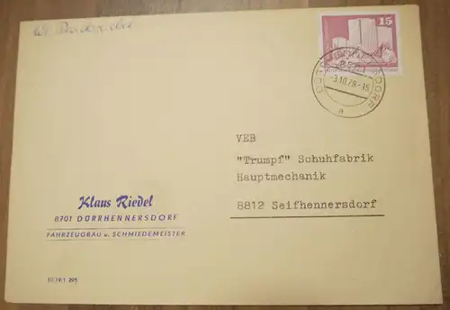 Wirtschaftsdrucksache Klaus Riedel Fahrzeugbau Dürrhennersdorf 1979
