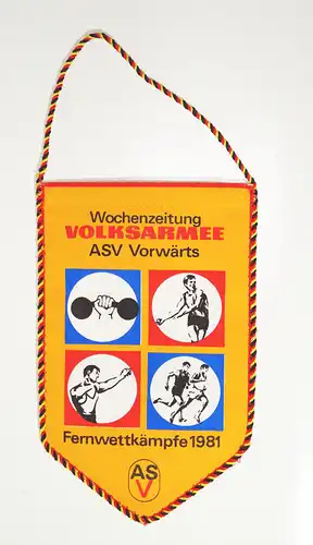 Alter Wimpel Wochenzeitung Volksarmee ASV Vorwärts Fernwettkämpfe 1981