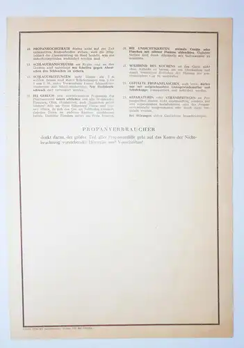 Hinweis Blatt VEB Minol Was jeder Flüssiggasverbraucher wissen muss 1958 (D8