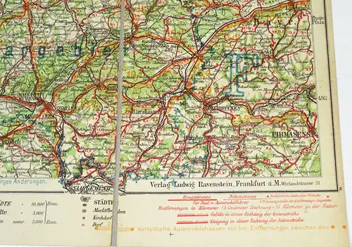 Ravensteins Rad und Autokarte Moselgebiet Trier um 1900