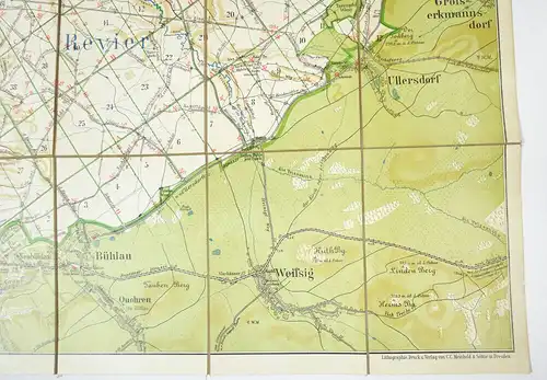 Meinhold Karte Dresdner Heide um 1900 Lehmann Leinen Landkarte