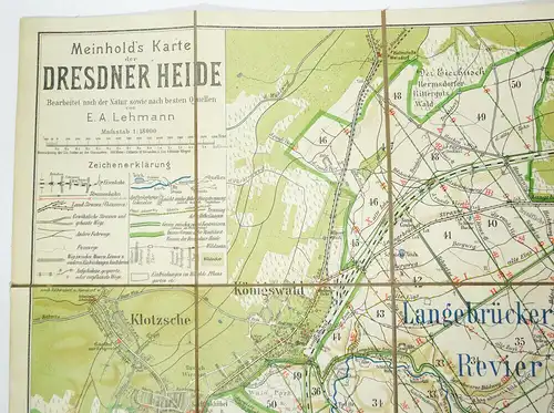 Meinhold Karte Dresdner Heide um 1900 Lehmann Leinen Landkarte