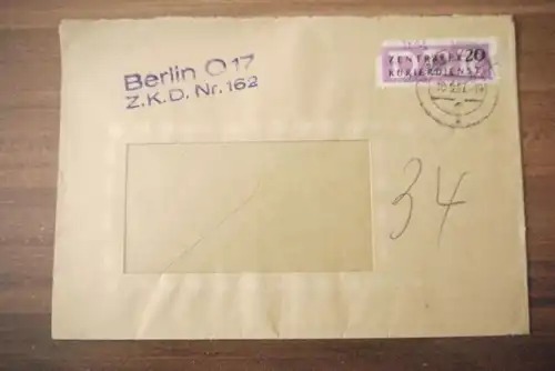 Brief Berlin O17 ZKD 1957 VEB Herrenbekleidung Fortschritt Lichtenberg