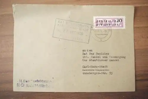 Brief ZKD HO Kreis Marienberg DDR 1956