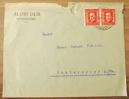 Firmenbrief Böhmen 1928 Warnsdorf Brief Alois Dub