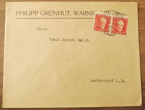 Brief Philipp Grünhut Warnsdorf 1930 Brief Böhmen