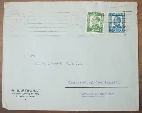 Brief Bulgarien Sofia 1933 Bartschat nach Leutersdorf