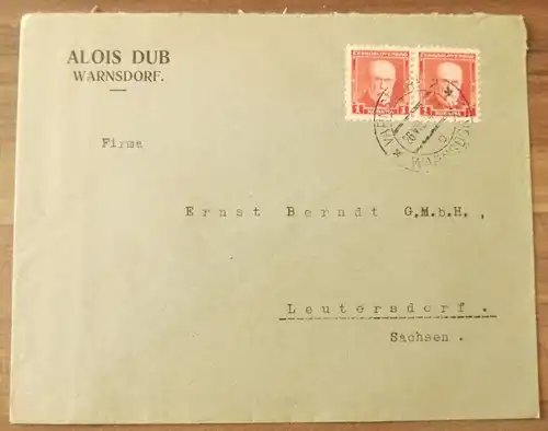 Firmenbrief Böhmen Warnsdorf Brief Alois Dub
