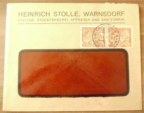 Brief Heinrich Stolle Warnsdorf Böhmen Bleiche Stückfärberei Firmenbrief