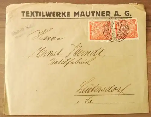 Brief Textilwerke Mautner AG Firmenbrief Böhmen
