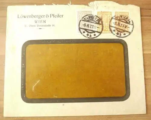 Brief Löwenberger und Pfeifer Wien 1923 Firmenbrief Österreich