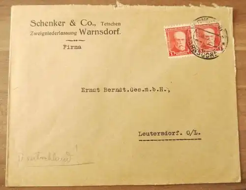 Schenker und Co Brief Tetschen Warnsdorf Firmenbrief Böhmen
