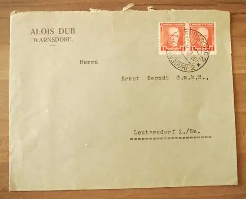 Firmenbrief Alois Dub 1933 Brief Warnsdorf Böhmen
